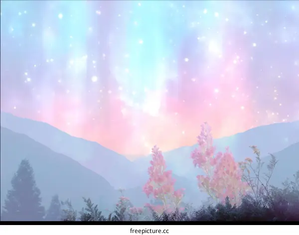 Pastel Mountains Under a Starry Sky