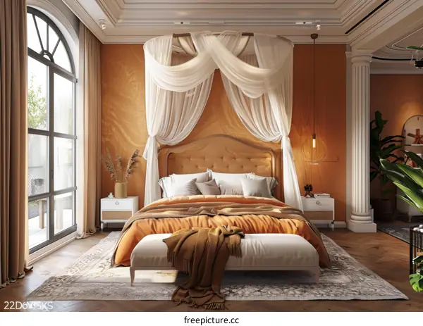 Elegant  Bedroom Interior Design with Warm Tones