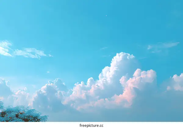 Beautiful Sky with Fluffy Clouds