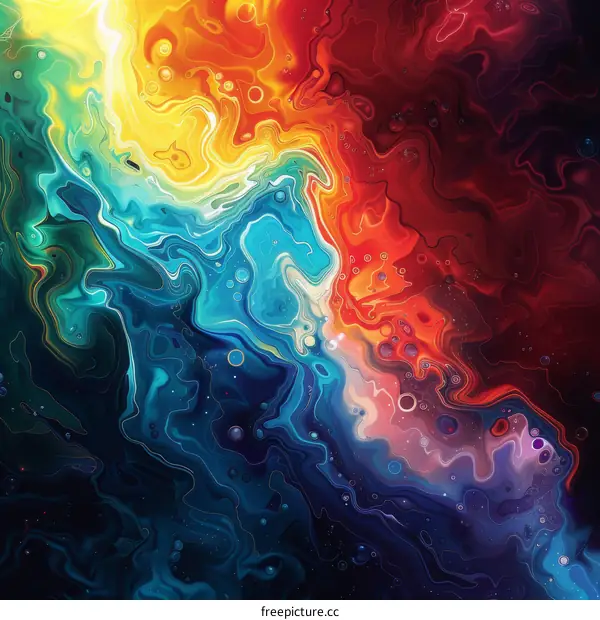 Abstract Colorful Liquid Painting