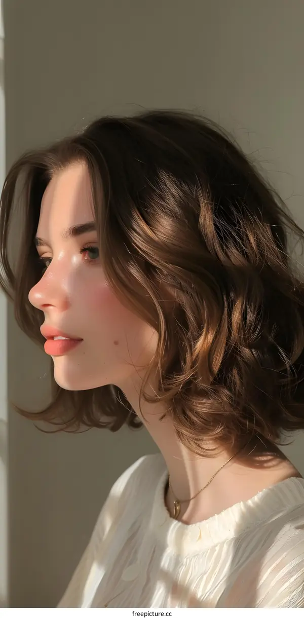 portrait of a beautiful caucasian woman with freckles and brown hair