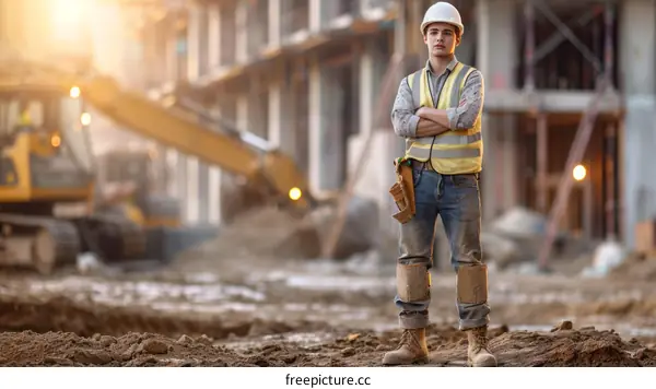 Construction worker standing at a construction site
