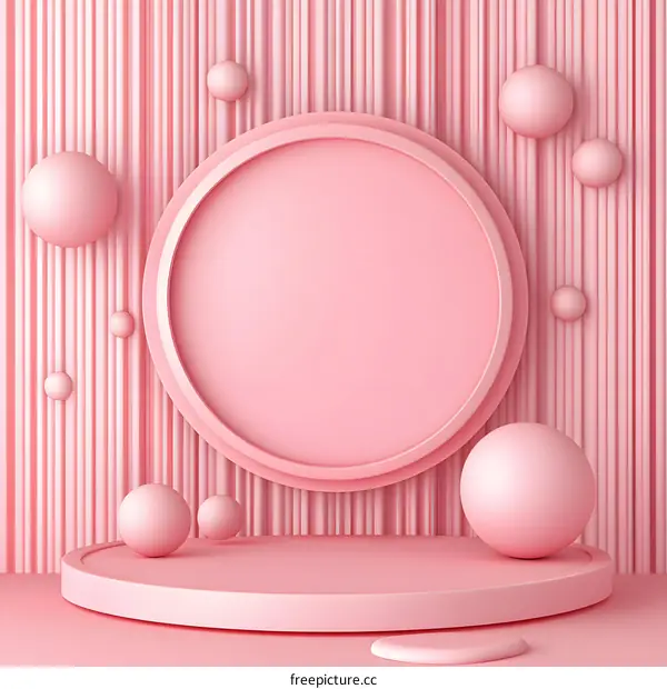 Pink Abstract Geometric Shapes 3D Illustration