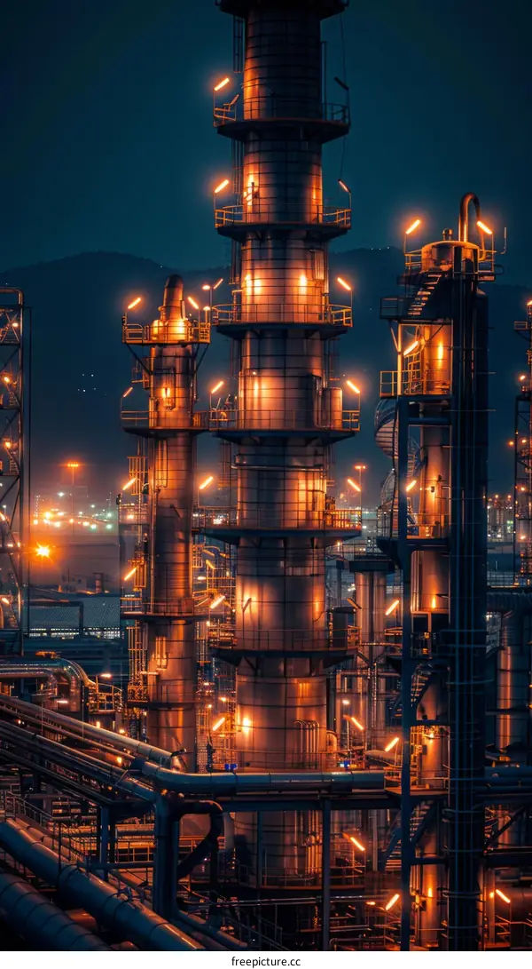 Oil Refinery at Night