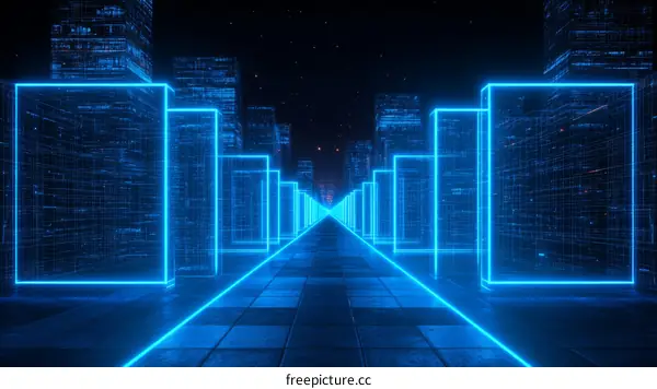 Neon Futuristic Cityscape Illustration