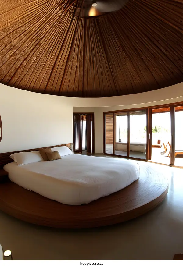 Modern Round Bed Interior Design in Tropical Style