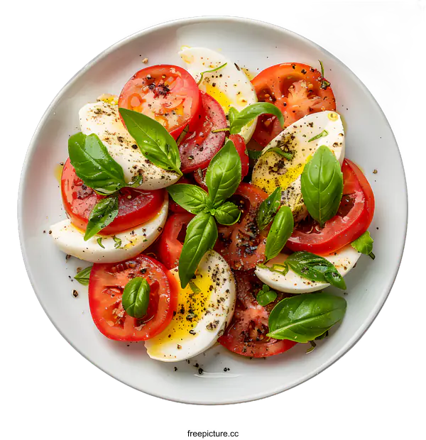 [Transparent Background PNG]Tomato and Egg Salad on White Plate
