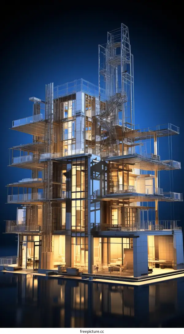 futuristic glass and steel apartment building