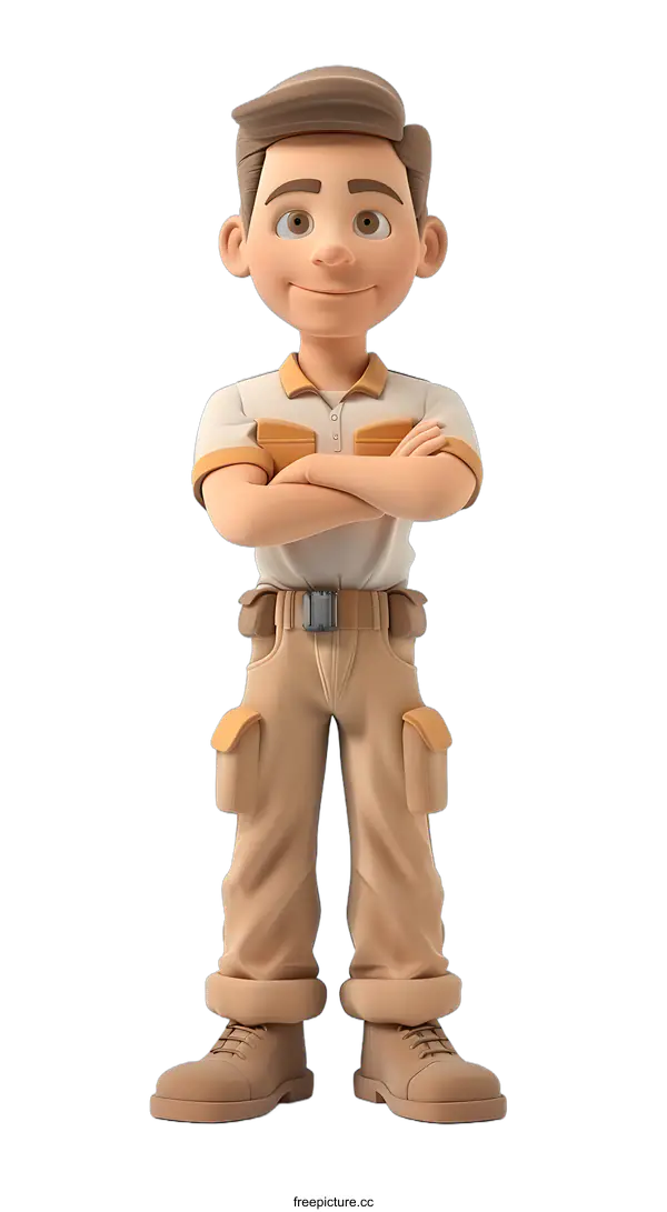 [Transparent Background PNG]Confident Cartoon Explorer Ready for Adventure