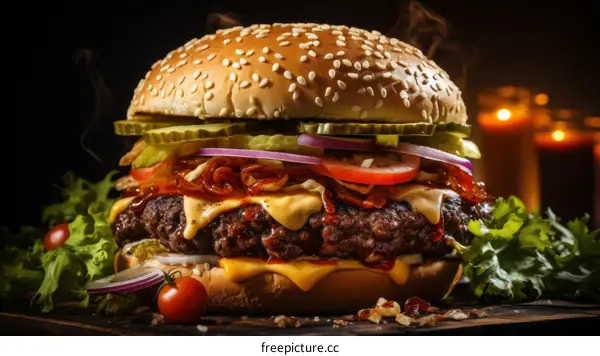 A delicious cheeseburger with all the fixings