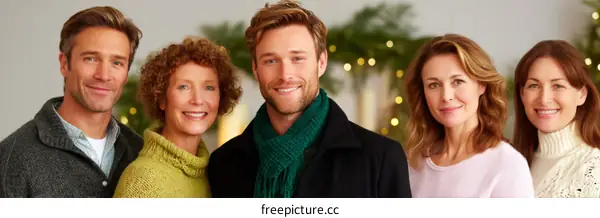 Four People Smiling for Christmas Family Portrait