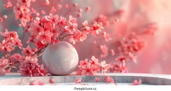 Beautiful Pink Cherry Blossoms in a Vase
