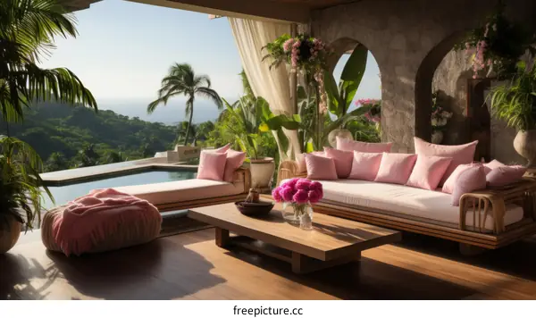 Pink dream house with amazing view