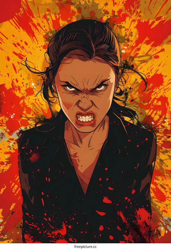 A woman with an angry expression on her face