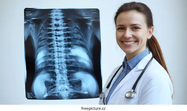 Female Doctor with Medical X-Ray