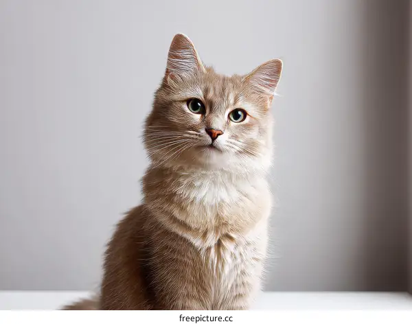 Closeup of a Fluffy Cream-Colored Cat