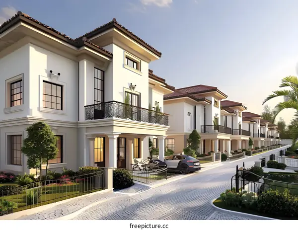 Modern luxury residential neighborhood