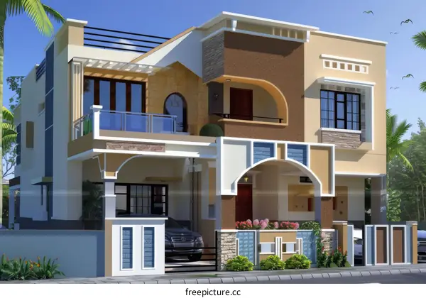 Modern House Exterior Design Illustration