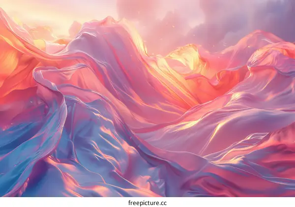 Abstract 3D Landscape of Pink and Blue Fabric