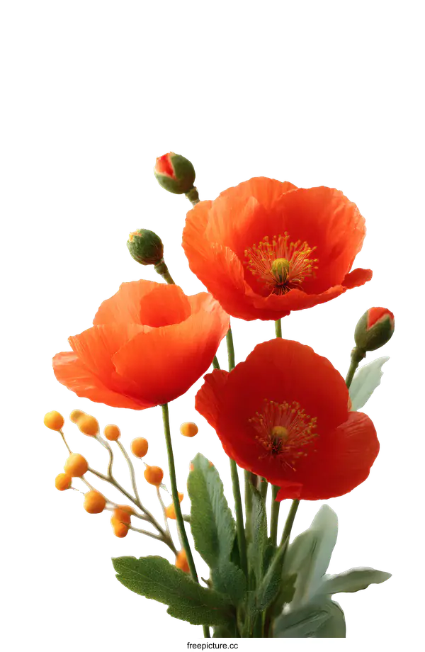 [Transparent Background PNG]Beautiful Arrangement of Orange Poppies
