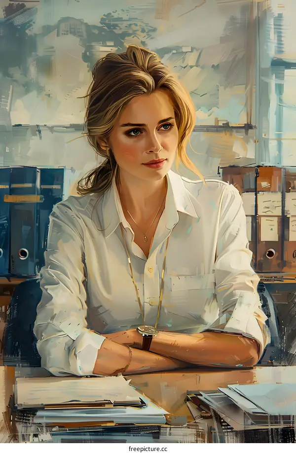 portrait of a beautiful woman in a white shirt