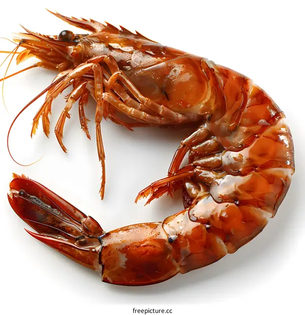 Cooked Shrimp on White Background