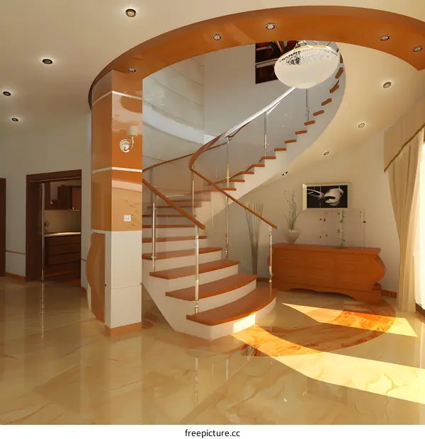 Modern Interior Design with Curved Staircase