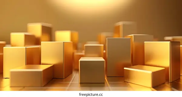 Glowing Golden Geometric Shapes