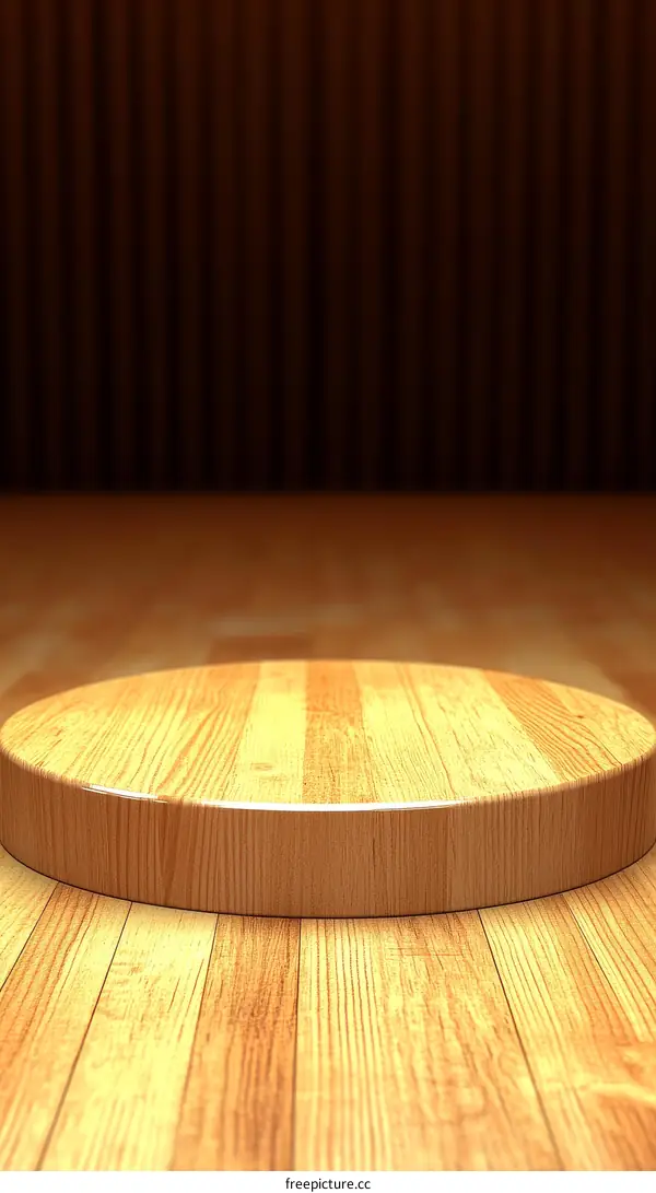 Wooden Display Platform on Parquet Floor