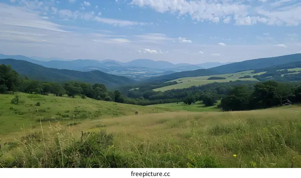 Scenic view of the valley from the top of the hill