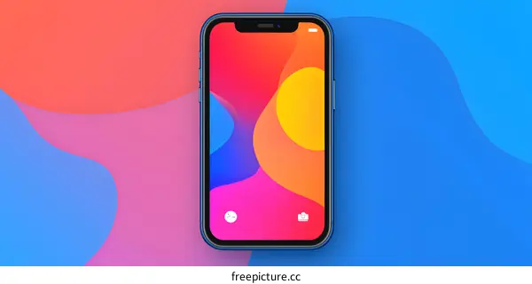 Blue Smartphone with Abstract Background