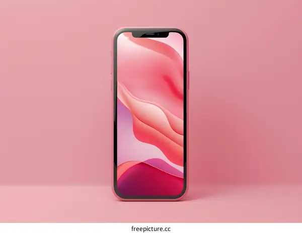 Pink Smartphone Mockup on Pink Background