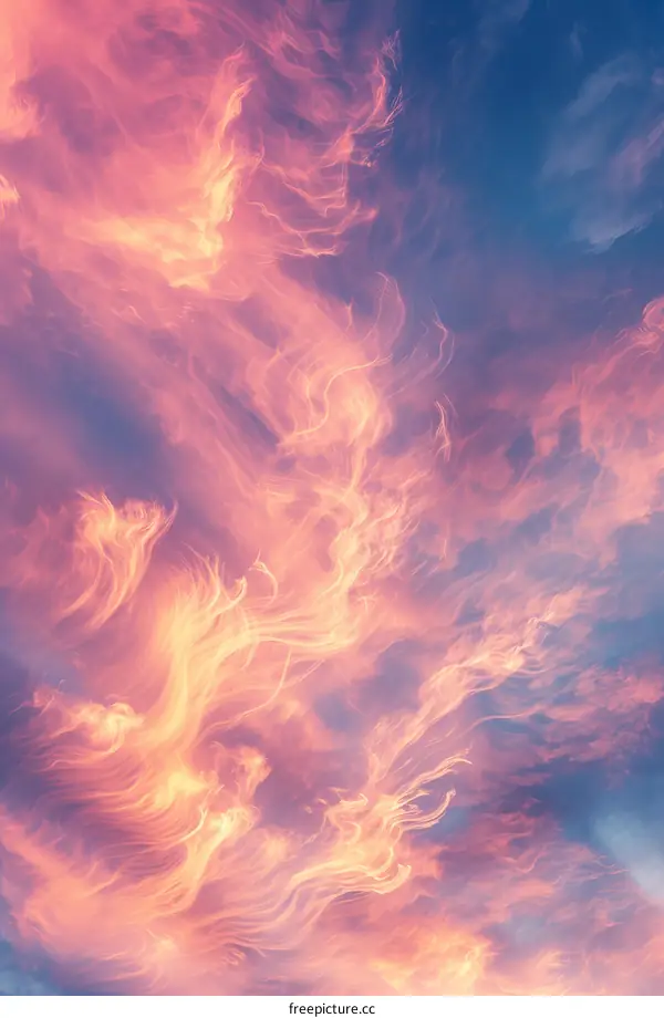 Wispy Orange and Pink Clouds at Sunset