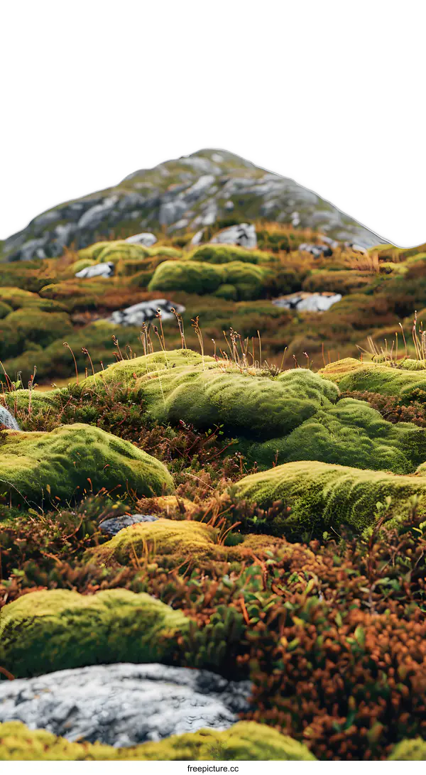 [Transparent Background PNG]Green Moss Covered Mountain Landscape