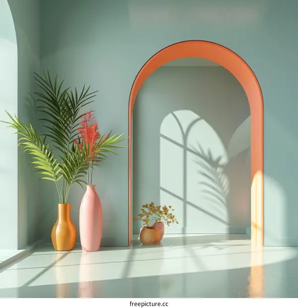 Modern Interior Design with Pastel Colors and Archway