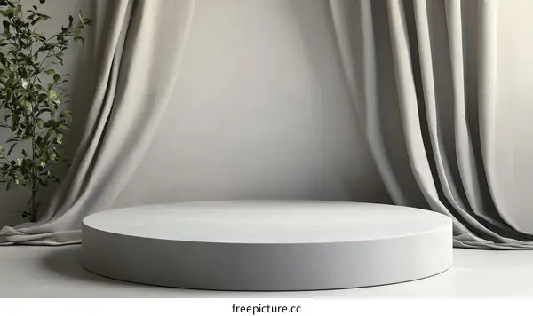 Modern Minimalist Gray Round Display Podium
