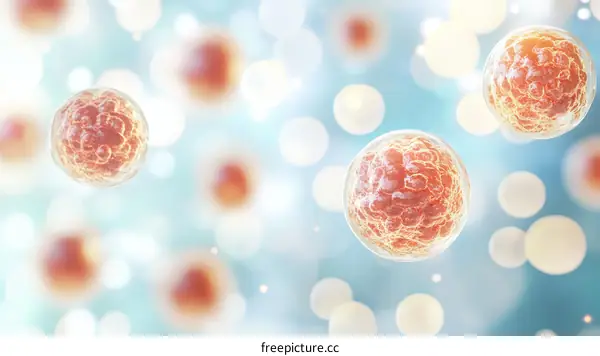 3D Illustration of Cells in a Scientific Background