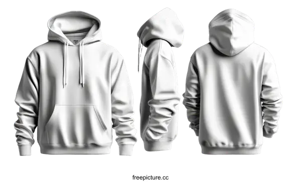 [Transparent Background PNG]Blank White Hoodie Mockup Front and Back View