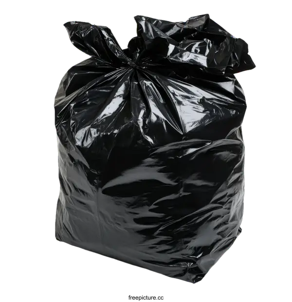[Transparent Background PNG]Black Garbage Bag on White Background