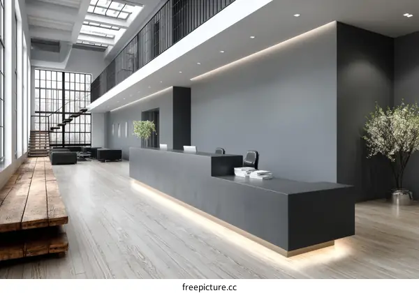 Modern Industrial Style Office Reception Area