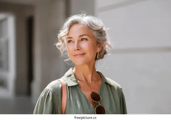 Mature Woman Outdoors in Casual Wear