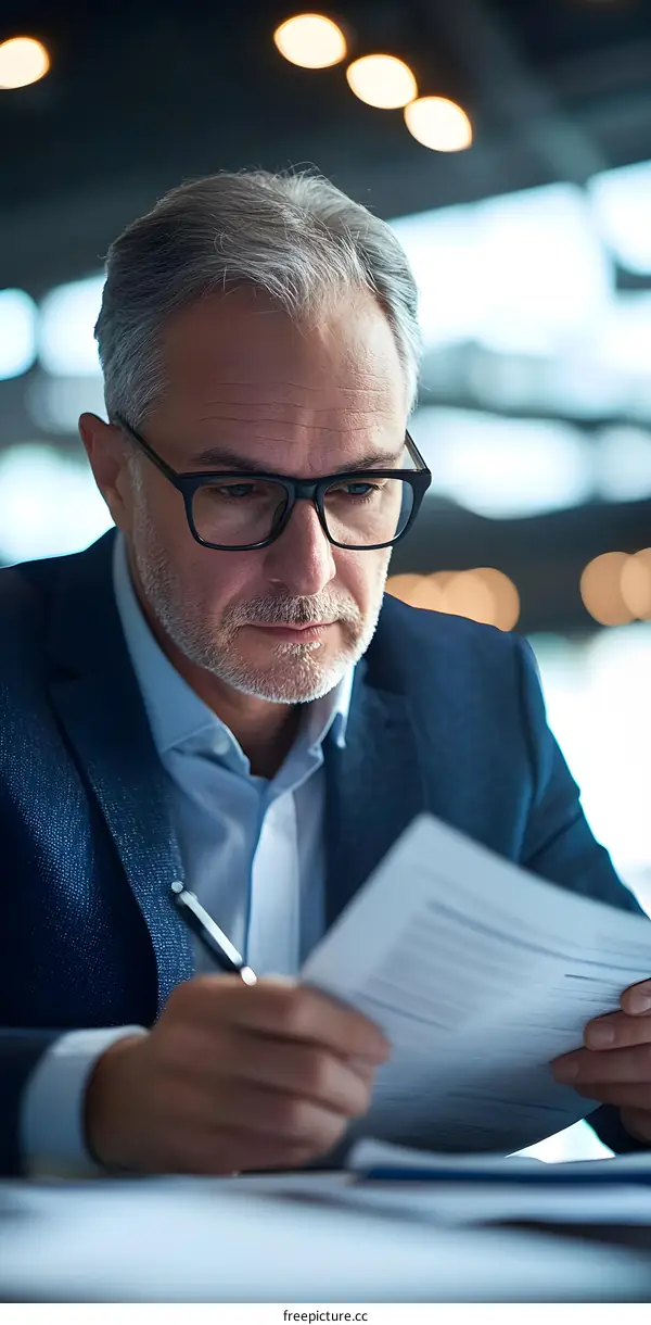Businessman Review Contract Paper With Pen in Hand