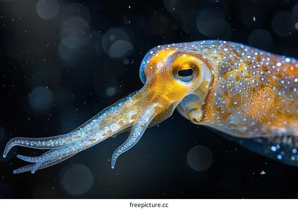 Close-Up of a Squid in the Ocean