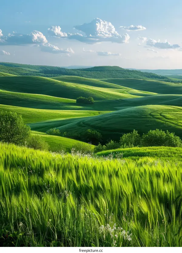 Green rolling hills of Tuscany Italy