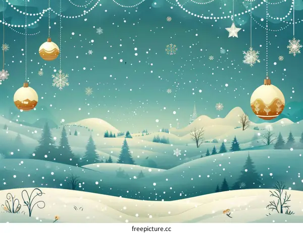 Snowy Christmas Village Illustration