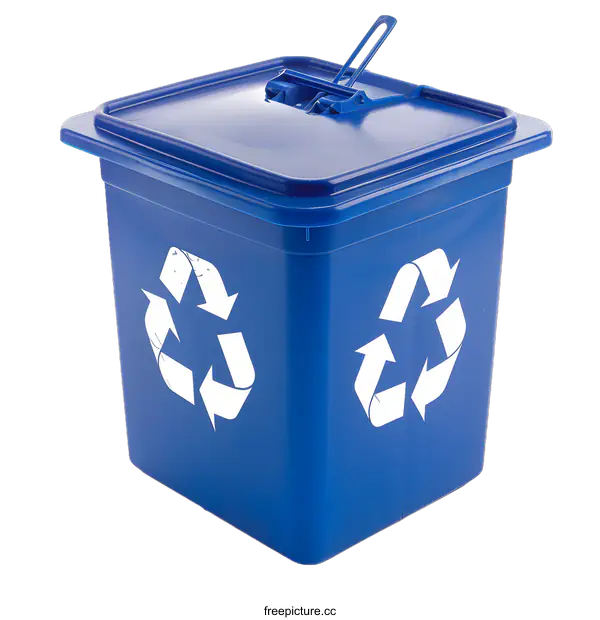 [Transparent Background PNG]Blue Recycling Bin With Lid