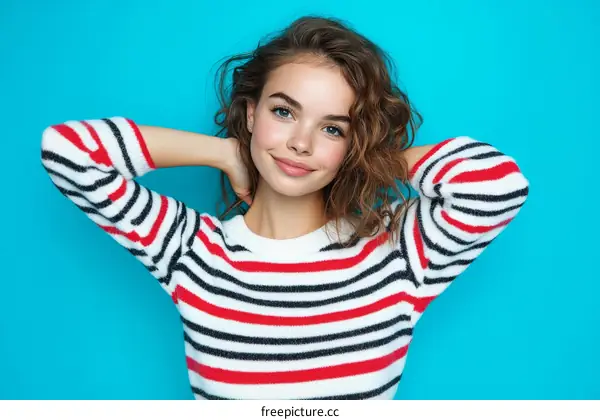 Young Woman in Striped Sweater Portrait
