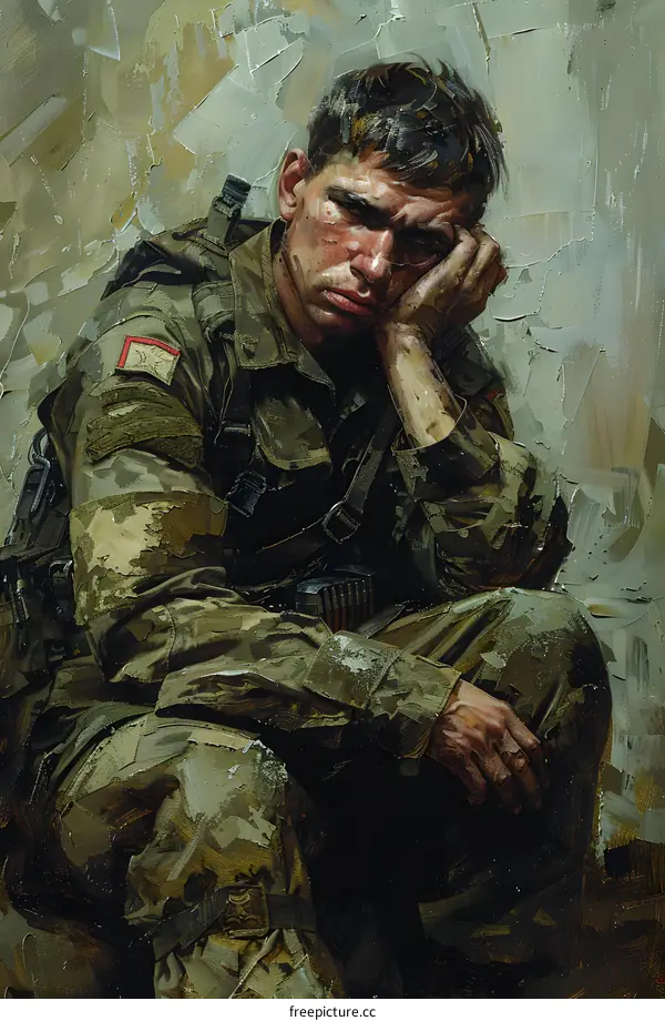 A portrait of a soldier wearing a camouflage uniform and a red beret