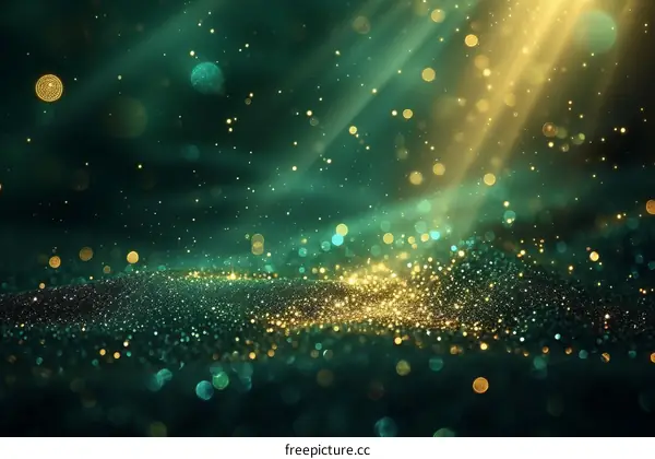 Green and gold sparkles background