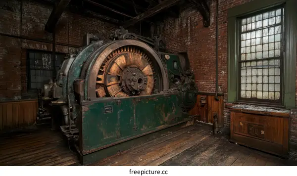 Antique Industrial Machine in a Historic Building